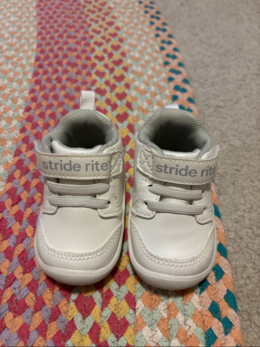 Stride Rite White and Gray Baby Walker Sneakers Size 2